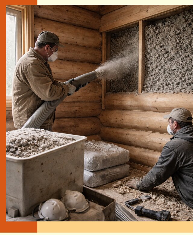 Утепление дома из бруса эковатой в Балашове