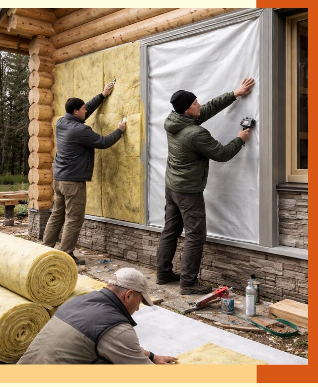 Утепление бревенчатого дома в Балашове от 7779 руб/м2 — заказать под ключ | ТепломастерБла