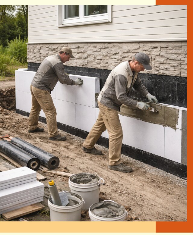 Утепление фундамента снаружи в Балашове от 4271 руб. за м² | ТепломастерБла