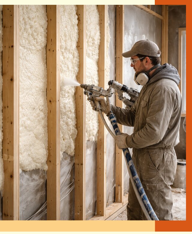 Утепление каркасной стены ППУ в Балашове от 4322 руб./м2 под ключ | ТепломастерБла