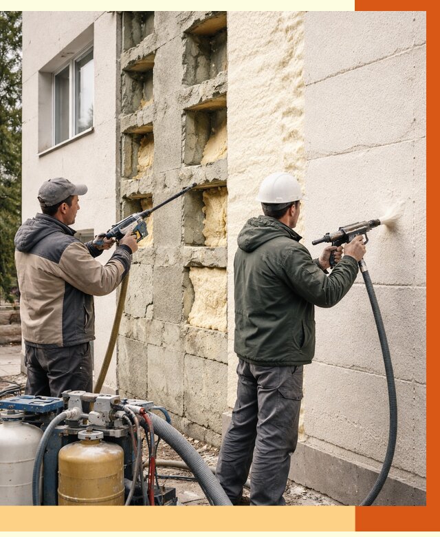 Заполнение пустот фасада в Балашове от 4576 руб. — утепление пустот облицовки | ТепломастерБла