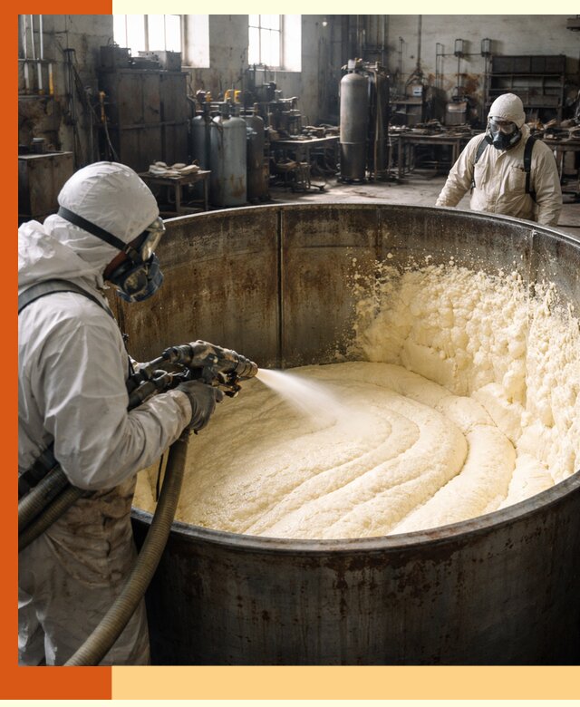 Заливка ппу в емкости с полной изоляцией и герметизацией в Балашове