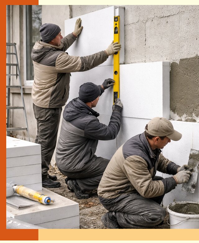 Утепление пенопластом наружных стен и фасадов в Балашове